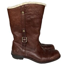 UGG Women's 5745 Bellvue Brown Leather Shearling Lined Boots Sz: 9.5